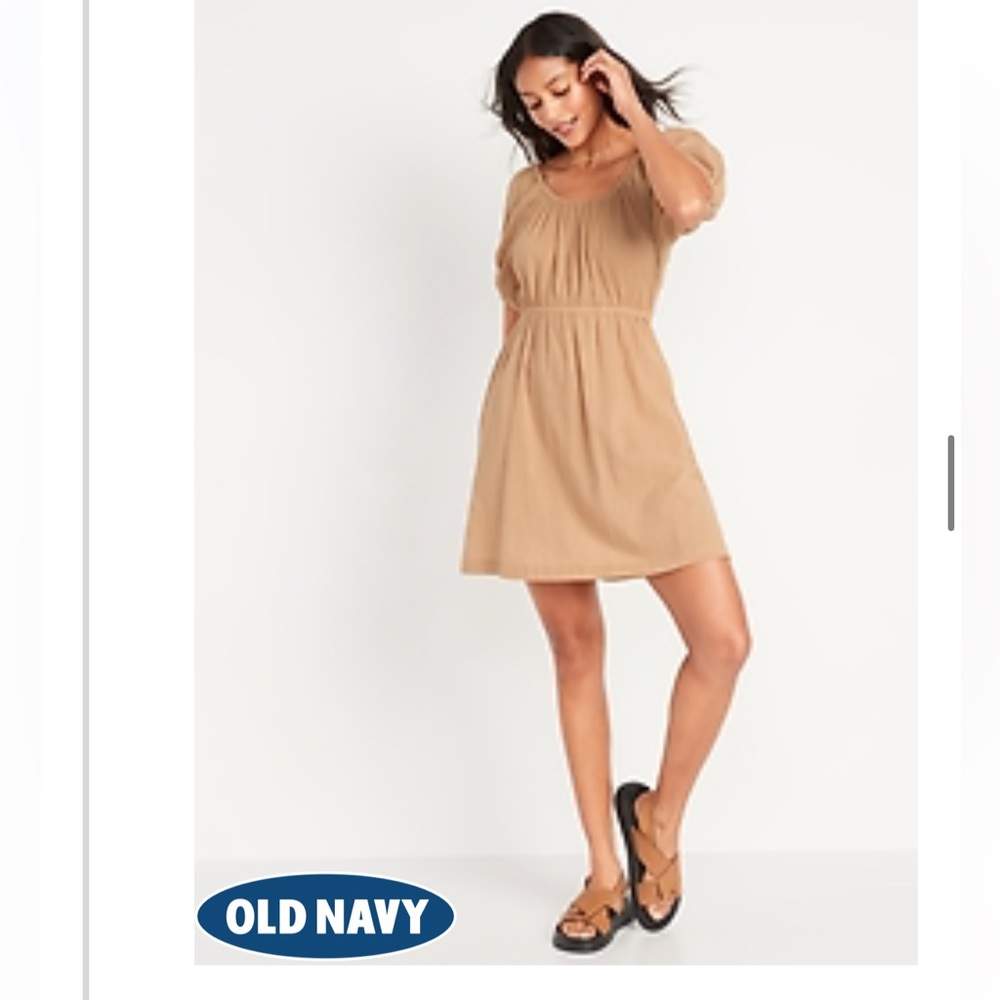 2 for $30💕 New Puff-Sleeve Tie-Back Cut-Out Mini Swing Dress for Women